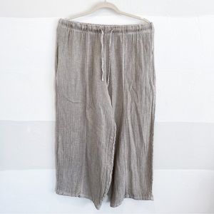 Italian Linen Wide Leg Cropped Pants